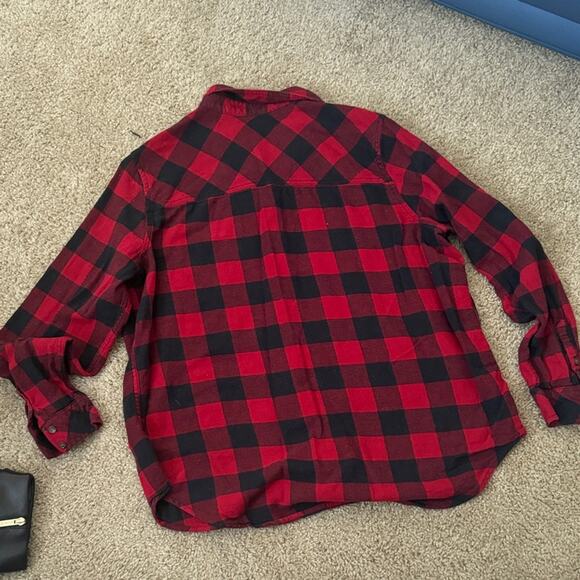 Universal Thread Red and Black Plaid Button-Down Shirt - Picture 3 of 4